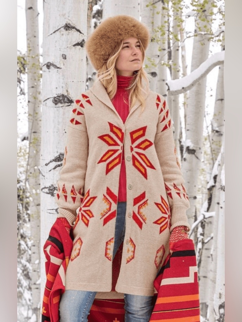Sundance Beige and Orange Cardigan